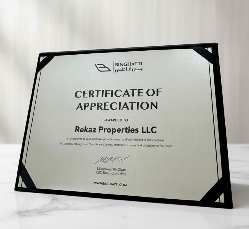 Certificate Of Performance Appreciation BINGHATTI